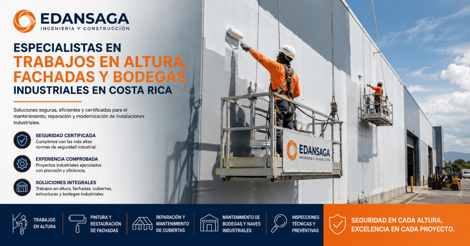 Especialistas en trabajos en altura, fachadas y bodegas industriales en Costa Rica